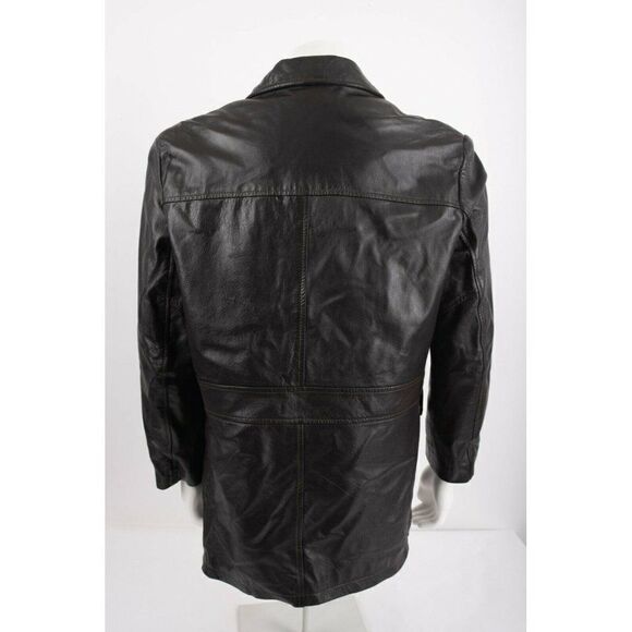 Phase 2 Mens Genuine Leather Trench Coat Jacket M - Picture 5 of 7